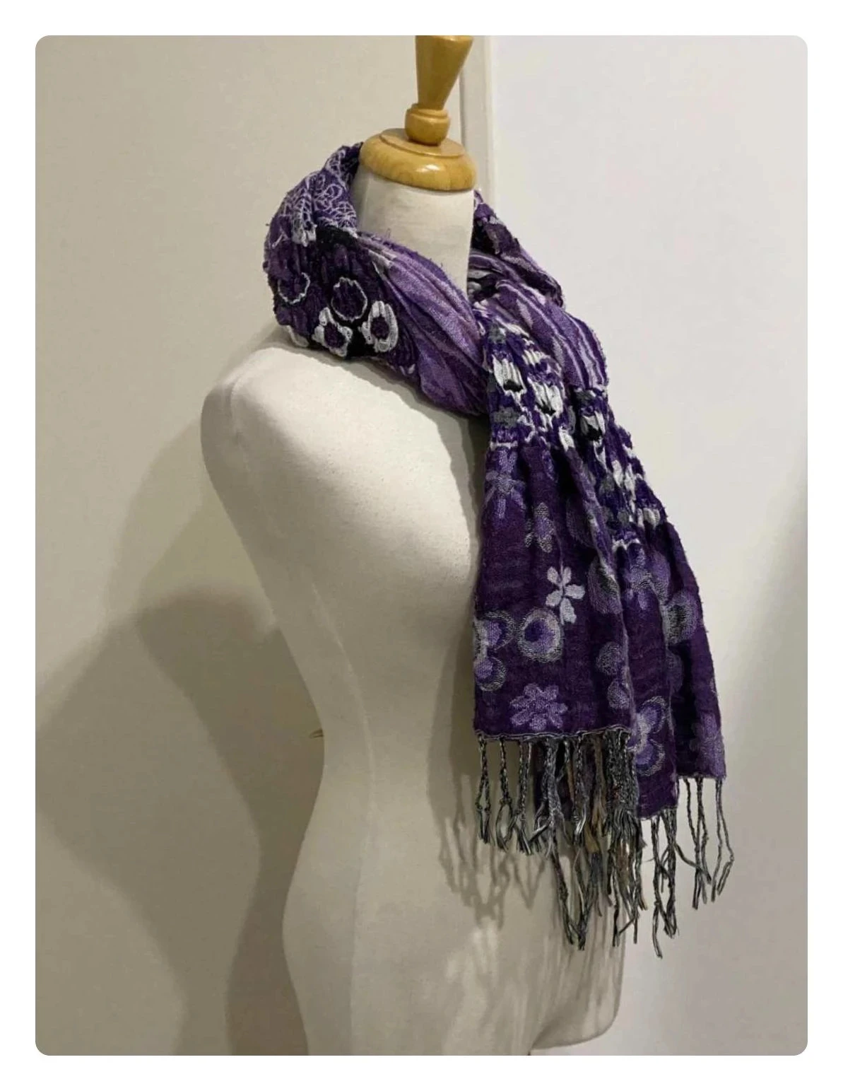 💜 Texturele Boheemse Sjaal - Paars Tinten & Bloemenpatronen 💜 – photo 3